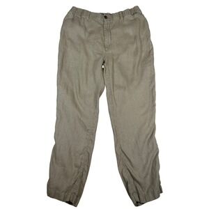 Caribbean Mens Linen Elastic Waist Pants Khaki tan 38x32 lightweight summer